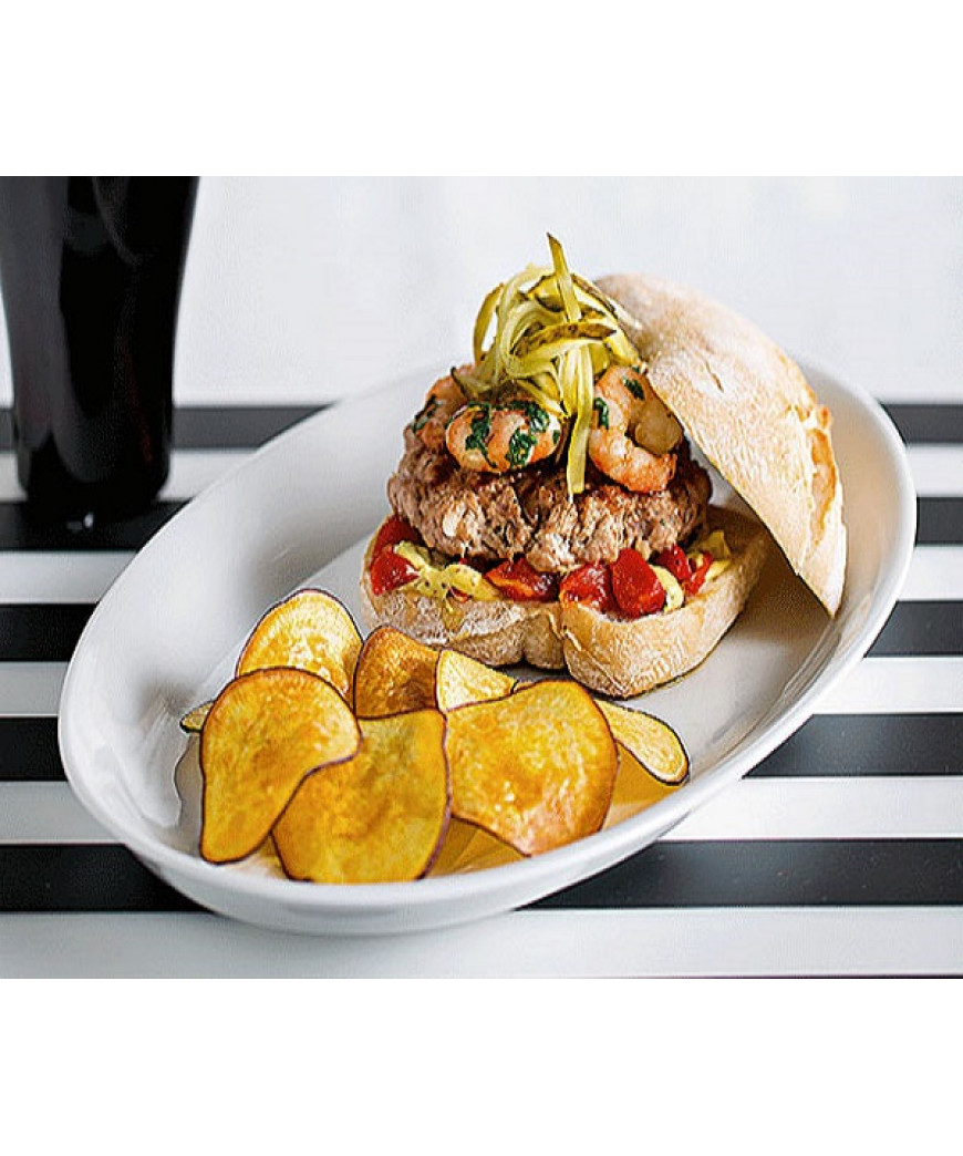 Hamb&uacute;rguer de Isca de Peixe e Camar&atilde;o